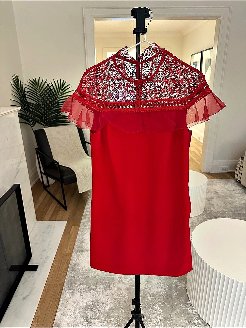 Ted Baker Red Lace Yoke Mini Dress